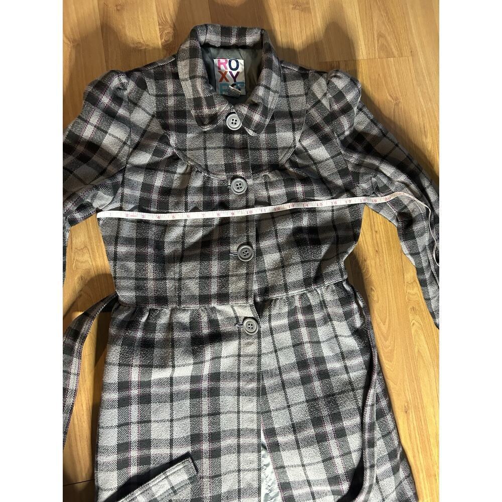 Y2K Vintage Roxy Plaid Pea coat Pink Black Women’s Lg 90s Dress Coat - Picture 4 of 12